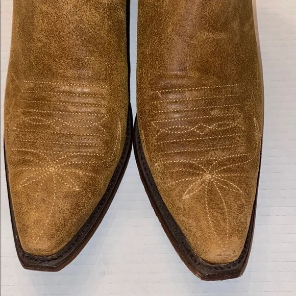 Brown Heeled Boots with Western Stitching and Pointed Toe - Picture 6 of 16